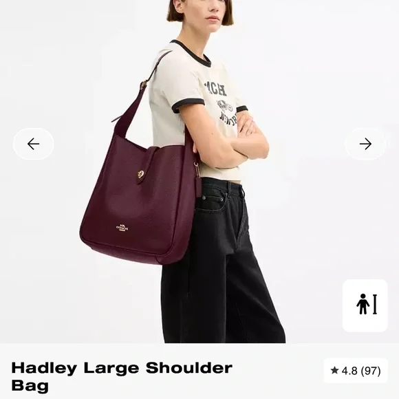 Coach Pebbled Large Hadley Bag - Picture 6 of 11